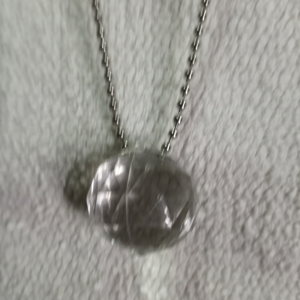 Large clear faceted plastic ball on ball chain silvertone - Picture 3 of 5